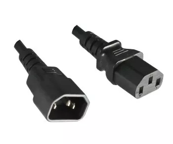 Cable IEC C13 a C14, YP-32/YC-12 LSZH, 1mm², prolongación, VDE, negro, longitud 1,00m