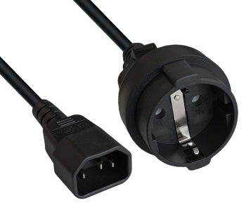 Câble adaptateur réseau C14 sur prise de terre, adaptateur UPS, H05VV-F 0,75mm², noir, longueur 1,00m