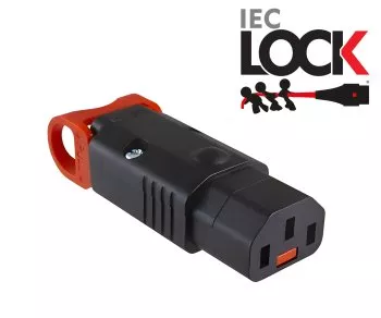 IEC-LOCK IEC60320-C13 plug with locking mechanism mountable connector