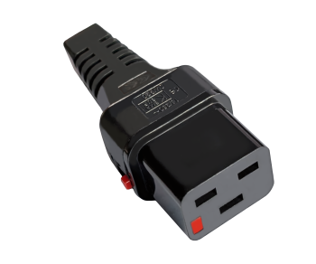 Netzkabel Europa CEE 7/7 90° auf C19, 1,5mm², mit Verriegelung, VDE, schwarz, Länge 2,00m