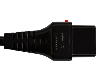 Câble secteur Europe CEE 7/7 90° sur C19, 1,5mm², avec verrouillage, VDE, noir, longueur 2,00m