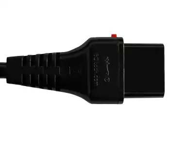 Netzkabel Europa CEE 7/7 90° auf C19, 1,5mm², mit Verriegelung, VDE, schwarz, Länge 2,00m