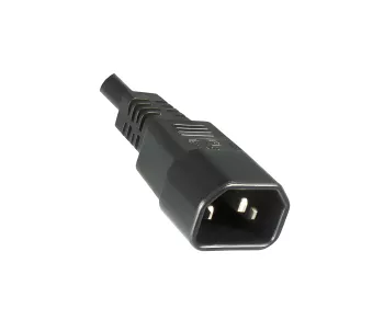 Power cable C14 to C13, 1mm², with lock, extension, VDE, black, length 2.00m