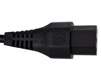 Netzkabel Europa CEE 7/7 90° auf C13, 1mm², mit Verriegelung, schwarz, Länge 2,00m