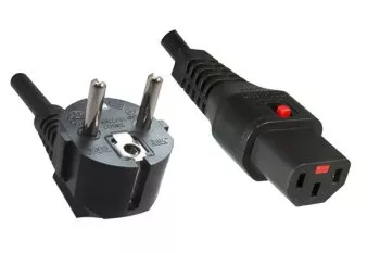 Power cord Europe CEE 7/7 90° to C13, 1mm², with lock, black, length 2,00m