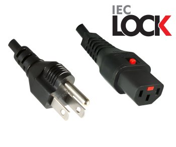 Power cable America USA NEMA 5-15P, type B to C13, with lock