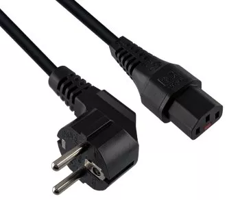 Netzkabel Europa CEE 7/7 90° auf C13, 1mm², mit Verriegelung, schwarz, Länge 2,00m