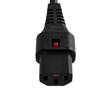 Netzkabel Europa CEE 7/7 90° auf C13, 1mm², mit Verriegelung, schwarz, Länge 2,00m