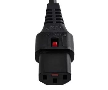 Netzkabel Europa CEE 7/7 90° auf C13, 1mm², mit Verriegelung, schwarz, Länge 2,00m