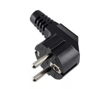 Захранващ кабел Europe CEE 7/7 90° към C13, 1mm², със заключване, черен, дължина 2.00m