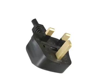 Mains cable England UK type G 5A to C13, with lock, 1.00mm², approval: BSI or ASTA, black, length 2.00m