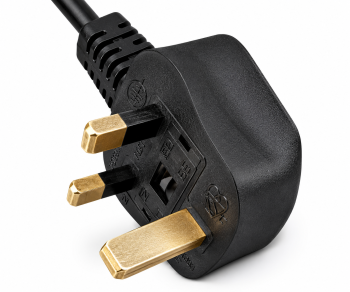Cabo de rede England UK tipo G 5A para C13, com bloqueio, 1,00mm², aprovação: BSI ou ASTA, preto, comprimento 2,00m