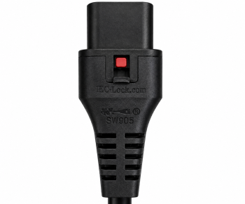 Cabo de rede England UK tipo G 5A para C13, com bloqueio, 1,00mm², aprovação: BSI ou ASTA, preto, comprimento 2,00m