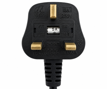 Cabo de rede England UK tipo G 5A para C13, com bloqueio, 1,00mm², aprovação: BSI ou ASTA, preto, comprimento 2,00m