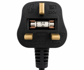 Cabo de rede England UK tipo G 5A para C13, com bloqueio, 1,00mm², aprovação: BSI ou ASTA, preto, comprimento 2,00m