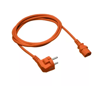 Netzkabel CEE 7/7 auf C13, 0,75mm², orange, 0,5m CEE 7/7 90°/IEC 60320-C13, VDE