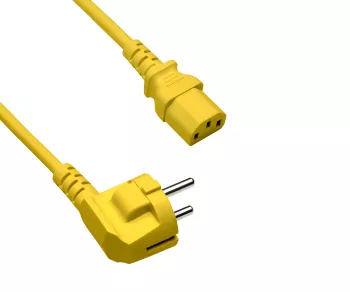 Cavo di rete Europa CEE 7/7 90° a C13, 0,75mm², VDE, giallo, lunghezza 0,50m