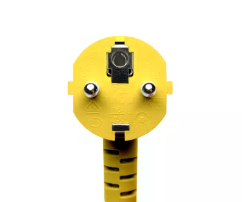 Cavo di rete Europa CEE 7/7 90° a C13, 0,75mm², VDE, giallo, lunghezza 0,50m