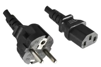 Power cord Europe CEE 7/7 straight to C13, 1mm², VDE, black, length 3,00m
