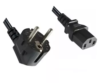 Netzkabel mit einem extra großen Querschnitt 1,5mm², CEE 7/7 90° auf C13, VDE-zertifiziert, Schwarz, 3m