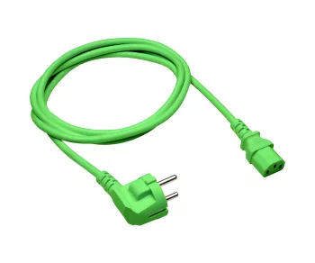 Netzkabel CEE 7/7-C13, 0,75mm², VDE, grün, 1m CEE 7/7 90°/IEC 60320-C13