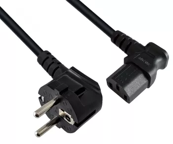 Omrežni kabel CEE 7/7 90° na C13 90° desno, 1mm², VDE, črn, dolžina 3,00 m