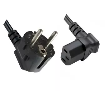 Netzkabel CEE 7/7 90° auf C13 90°, 1mm², VDE, schwarz, Länge 3,00m