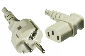 Nettkabel CEE 7/7 til C13 90°, 0,75 mm², VDE, grå, lengde 2,00 m