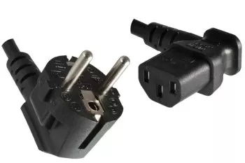 Netzkabel CEE 7/7 90° auf C13 90° links, 1mm², VDE, schwarz, Länge 3,00m