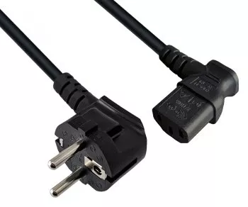 Síťový kabel CEE 7/7 90° na C13 90° vlevo, 1mm², VDE, černý, délka 3,00m
