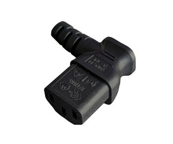 Netzkabel CEE 7/7 90° auf C13 90° links, 0,75mm², VDE, schwarz, Länge 1,80m
