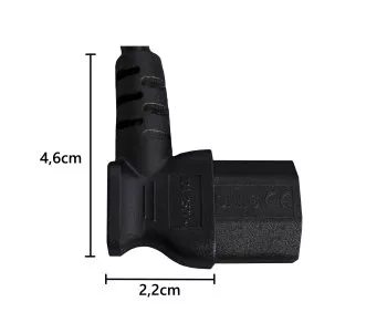 Síťový kabel CEE 7/7 90° na C13 90° vlevo, 1mm², VDE, černý, délka 3,00m