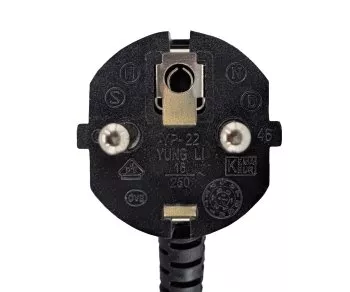 Síťový kabel CEE 7/7 90° na C13 90° vlevo, 1mm², VDE, černý, délka 3,00m