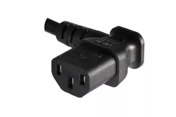 Netzkabel CEE 7/7 90° auf C13 90° links, 0,75mm², VDE, schwarz, Länge 1,80m