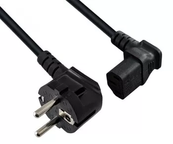 Síťový kabel CEE 7/7 90° na C13 90° u/o, 1mm², VDE, černý, délka 3,00m