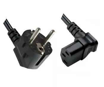 Cavo di rete CEE 7/7 90° a C13 90° u/o, 1mm², VDE, nero, lunghezza 3,00m
