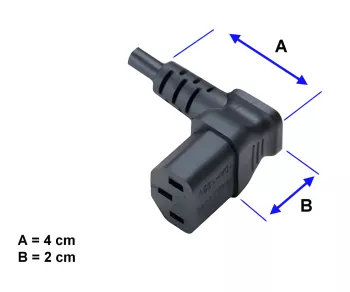 Câble pour appareil froid C13 90° en haut sur C14, 0,75mm², VDE, noir, longueur 0,30m