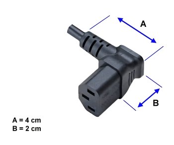 Power Cord CEE 7/7 90° to C13 90°, 1mm², VDE, black, length 3,00m