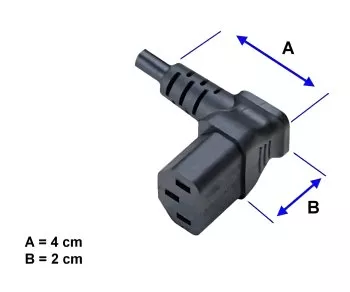 Netzkabel CEE 7/7 90° auf C13 90° u/o, 1mm², VDE, schwarz, Länge 3,00m