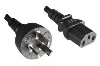 Netzkabel Argentinien Typ I auf C13, 0,75mm², Zulassung: UL de ARG, schwarz, Länge 1,80m