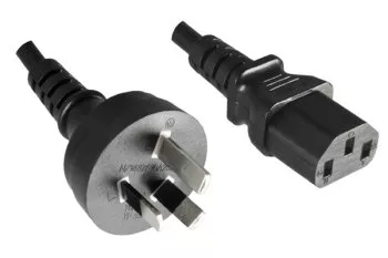 Tápkábel Ausztrália I típus C13-ra, 1mm², 5m AUS 3pin I/IEC 60320-C13 típus, SAA, fekete