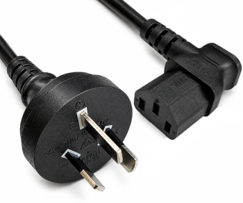 Cablu de alimentare Australia tip I la C13 90°, 0.75mm², SAA, negru, lungime 1.80m