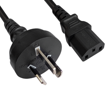 Virtajohto Australia tyyppi I - C13, 1mm², SAA, musta, pituus 3.00m.