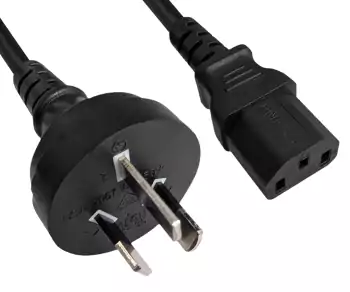 Καλώδιο τροφοδοσίας Αυστραλίας τύπου I προς C13, 0,75mm², SAA, μαύρο, μήκος 1,80m