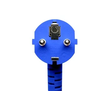 Netzkabel Europa CEE 7/7 90° auf C13, 0,75mm², VDE, blau, Länge 1,80m