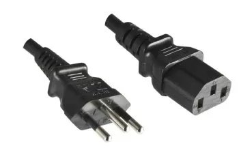 Power cable Brazil type N to C13, 0,75mm², INMETRO, black, length 1,80m