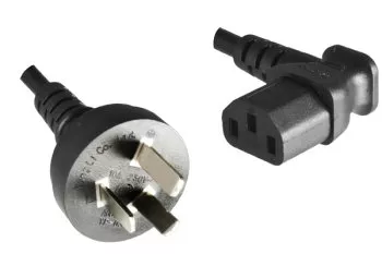 Power cable China type I to C13 90°, 0,75mm², approval: CCC, black, length 1,80m