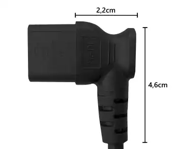 Voedingskabel China type I naar C13 90°, 0,75mm², goedkeuring: CCC, zwart, lengte 1,80m