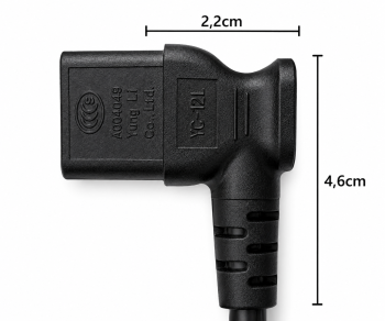 Voedingskabel China type I naar C13 90°, 0,75mm², goedkeuring: CCC, zwart, lengte 1,80m