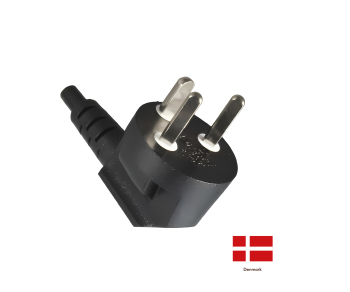 Netzkabel Dänemark Typ K 90° auf C13, 1mm²